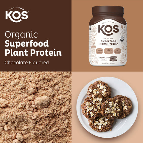 KOS Organic Plant Protein, Chocolate, 28 Servings