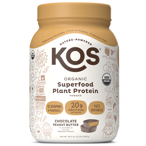 KOS Organic Plant Protein, Chocolate Peanut Butter, 28 Servings