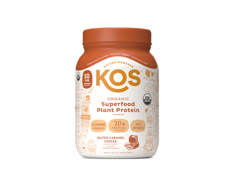 KOS Organic Plant Protein, Salted Caramel Coffee, 28 servings