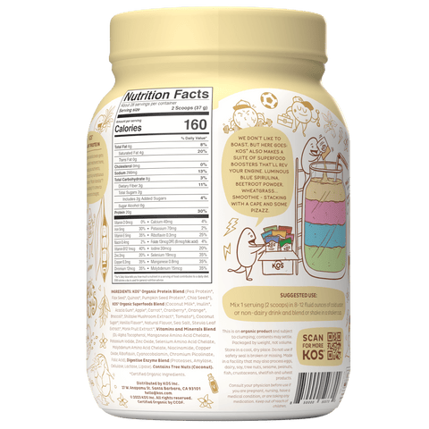 KOS Organic Plant Protein, Vanilla, 28 Servings