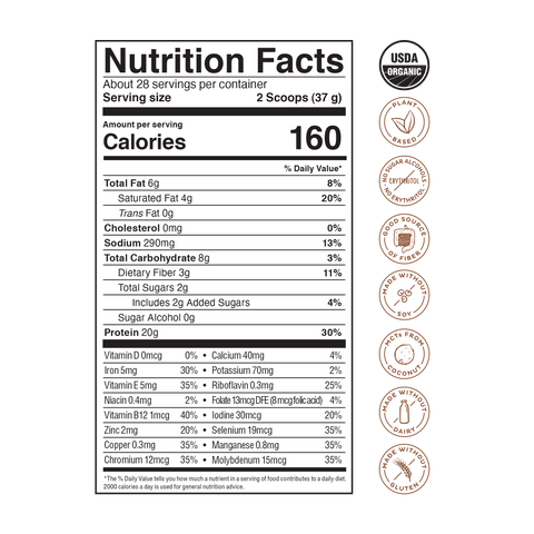 KOS Organic Plant Protein, Vanilla, 28 Servings