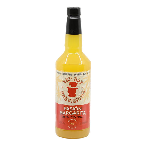 Top Hat Passion Fruit Margarita Mix - Pasión Margarita - (Made with real passion fruit & agave nectar) - 12x32oz case