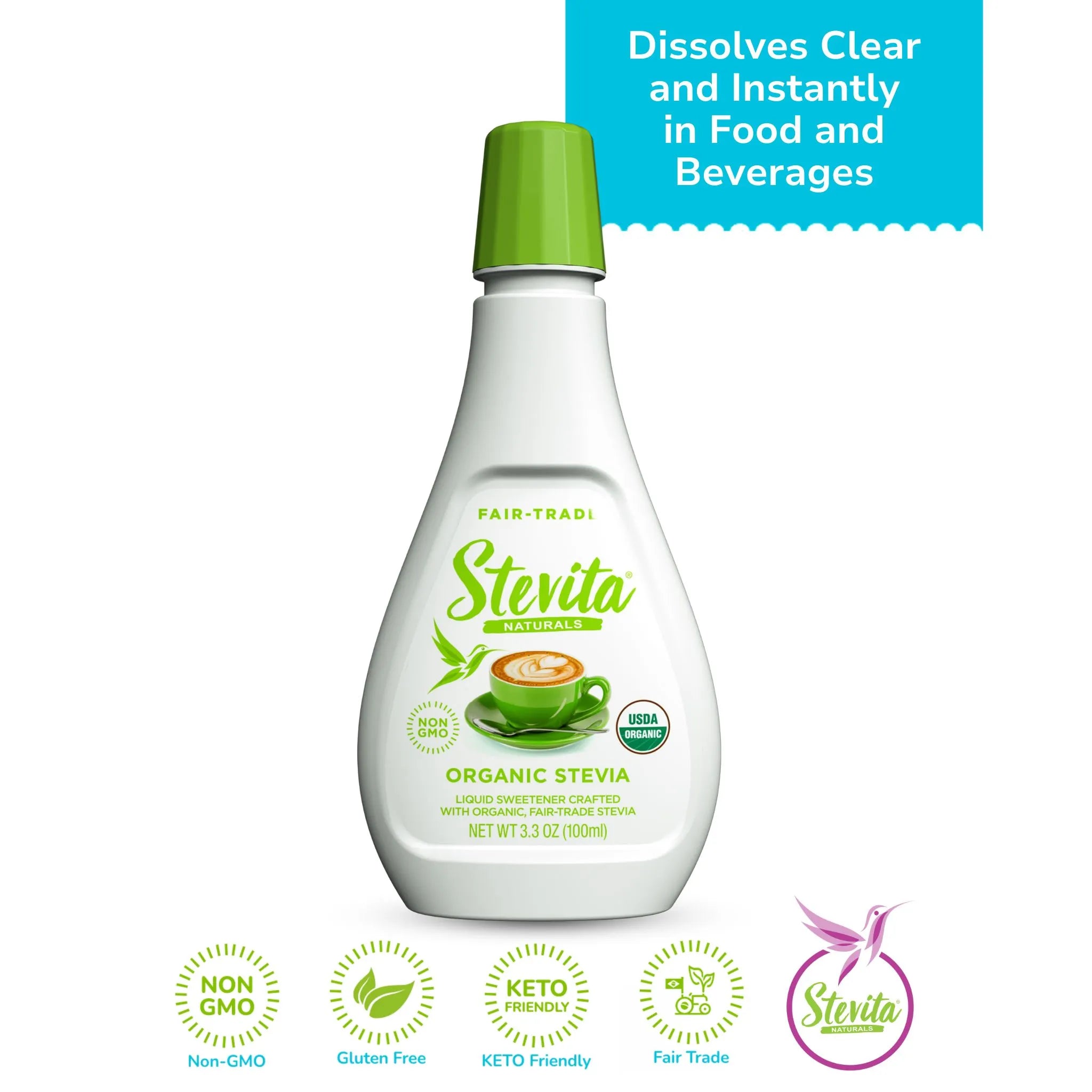 Organic Stevita Drops - Clear Liquid Large 3.3