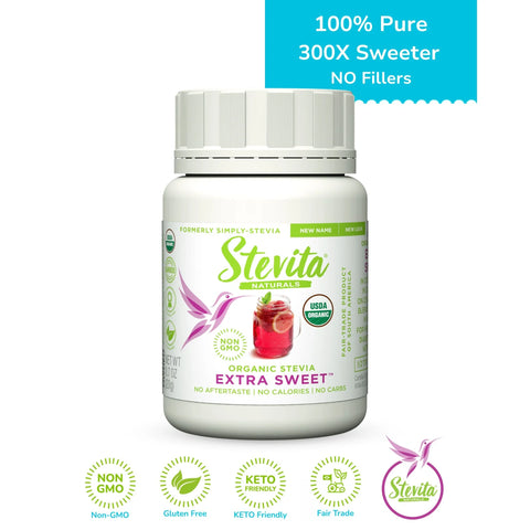 Extra Sweet Simply Organic PURE Stevia Jar