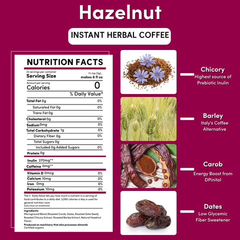 Instant Hazelnut Herbal Coffee