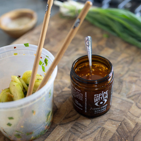 Chili Crisp Black Garlic Flavor- Avocado Oil, Savory Depth, Umami Crunch