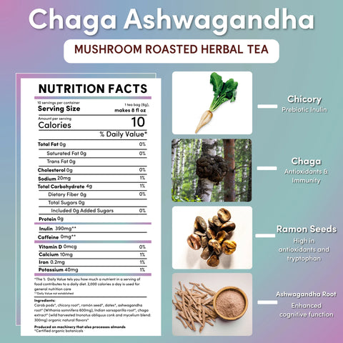 Chaga Ashwagandha Butterscotch Cream Mushroom Herbal Tea