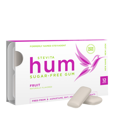 Stevita Hum Fruit Sugar-Free Gum – Keto-Friendly, Non-GMO, Gluten-Free Gum - 12 Pieces, Single Pack
