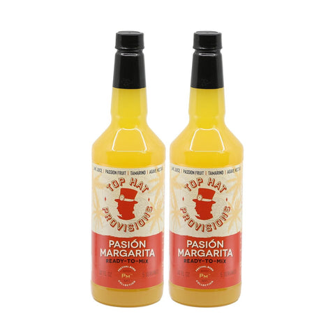 Top Hat Passion Fruit Margarita Mix - Pasión Margarita - (Made with real passion fruit & agave nectar) - 12x32oz case