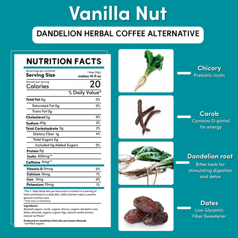 Dandelion Vanilla Nut Herbal Coffee