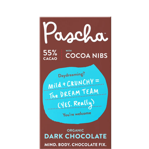 55% Cacao Organic Vegan Dark Chocolate Bar with Cocoa Nibs (2.8 oz)