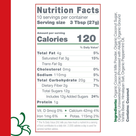 Dairy Free Peppermint Hot Cocoa Mix | 10 Serving Stand Up Pouch | Gluten Free, Vegan, Organic