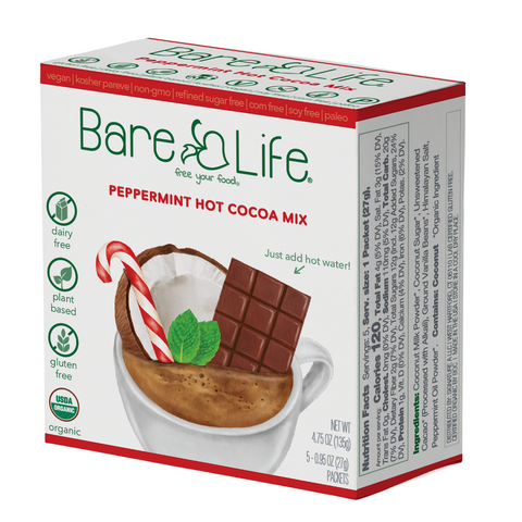 Instant Dairy Free Peppermint Hot Cocoa Mix  | Single Serving 5 Pack |Gluten Free, Vegan and Organic