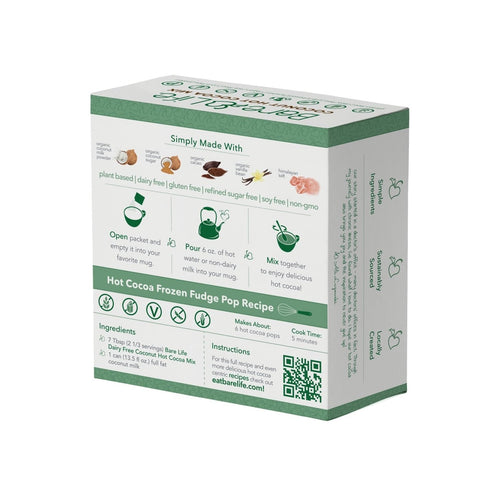 Instant Dairy Free Coconut Hot Cocoa Mix  | Single Serving 5 Pack |Gluten Free, Vegan and Organic