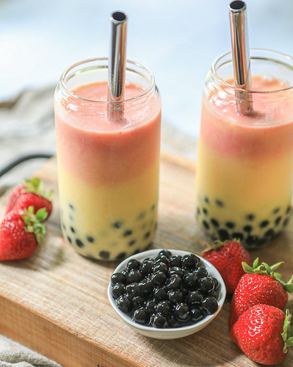 Mango, Pineapple, Strawberry Boba Smoothie