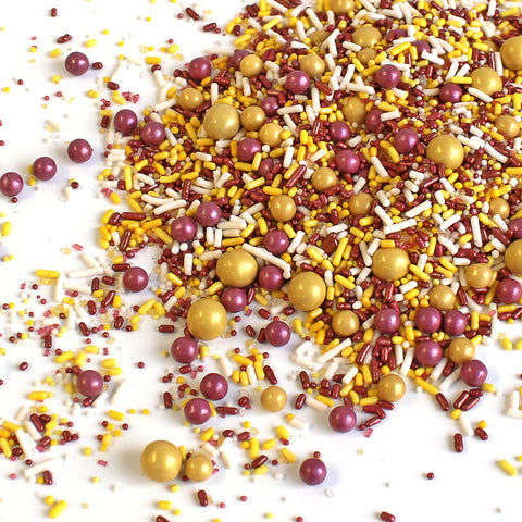 Burgundy, Golden Yellow & White Sporty Sprinkles