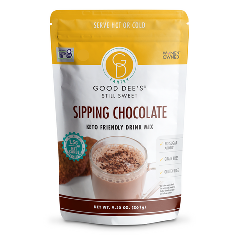 Good Dee's Sipping Chocolate Low Carb Drink Mix - Vegan, No Sugar Added*, Soy Free and Gluten Free