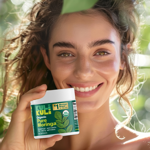 Organic Pure Moringa Powder Capsules (60-Count)