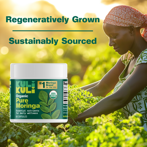 Organic Pure Moringa Powder Capsules (60-Count)