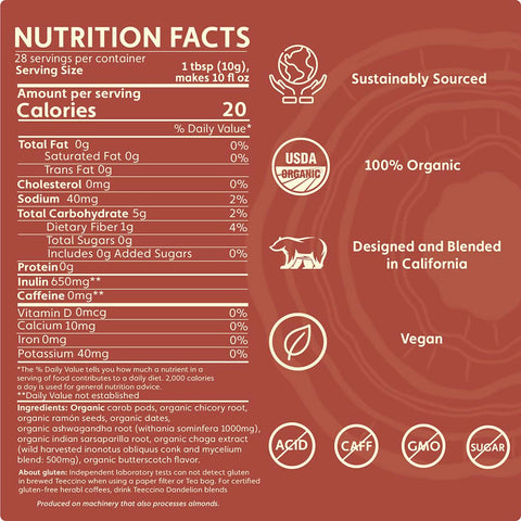 Chaga Ashwagandha Butterscotch Cream Mushroom Herbal Coffee