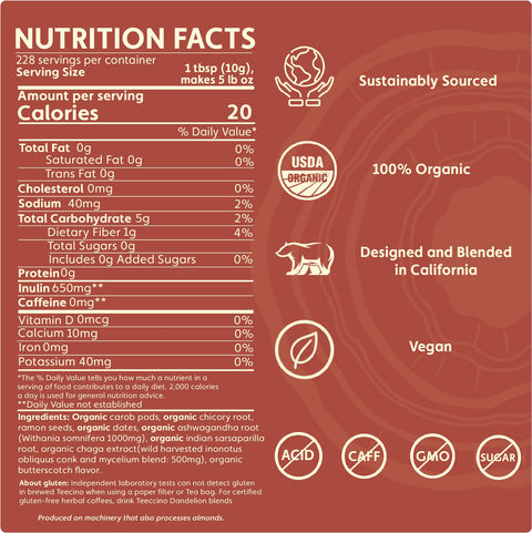 Chaga Ashwagandha Butterscotch Cream Mushroom Herbal Coffee