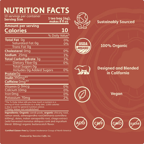 Chaga Ashwagandha Butterscotch Cream Mushroom Herbal Tea