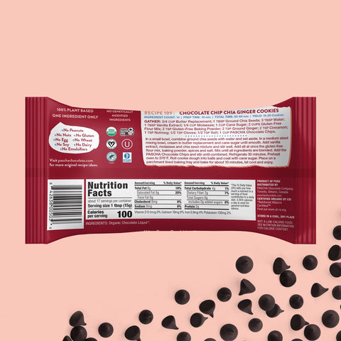 100% Cacao Organic Vegan Unsweetened Dark Chocolate Chips (8.8 oz)