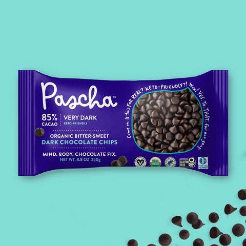 85% Cacao Organic Vegan Extra Bitter-Sweet Dark Chocolate Chips (6-pack CASE of 8.8 oz) - Keto Friendly