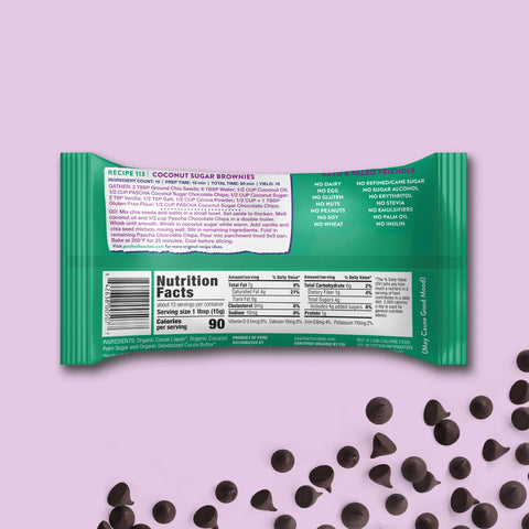 NEW! 70% Cacao Organic Bitter-Sweet Dark Chocolate Chips with Coconut Sugar (8 Bags)