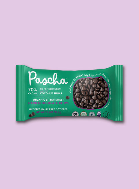 NEW! 70% Cacao Organic Bitter-Sweet Dark Chocolate Chips with Coconut Sugar