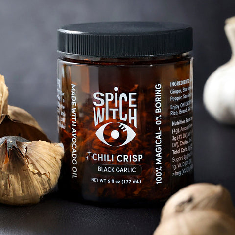 Chili Crisp Black Garlic Flavor- Avocado Oil, Savory Depth, Umami Crunch