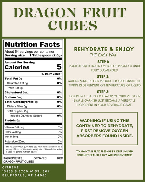 Freeze-Dried Dragon Fruit Cubes