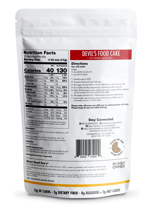 Devil's Food Keto Cake Mix - Gluten Free and No Added Sugar