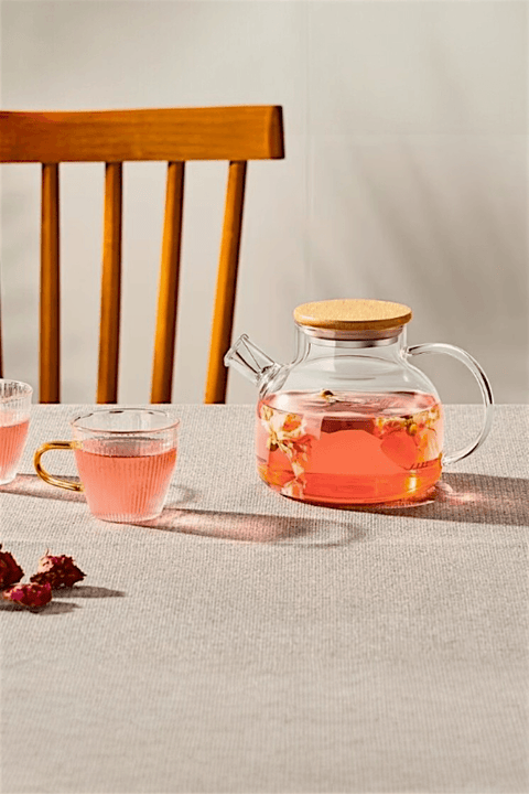 Large Glass Teapot for Loose Leaf Tea with Lid | 33 oz Heat-Resistant Brewing Teapot