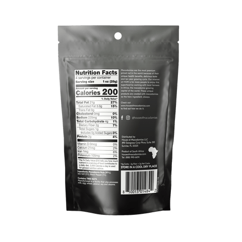 Dry Roasted Macadamia Nuts with Namibian Sea Salt & Black Pepper (4oz x 6 Bags)