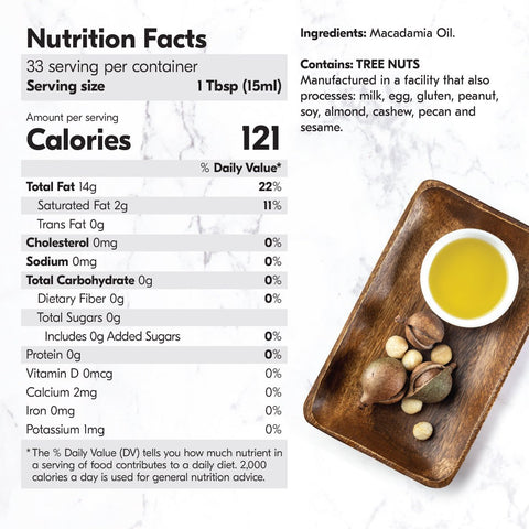 Macadamia Oil Extra Virgin Cold Pressed 16.9 oz.
