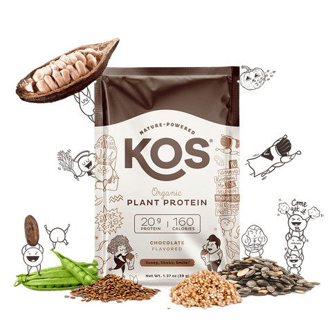 KOS Organic Plant Protein, Chocolate, Single Serving