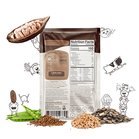 KOS Organic Plant Protein, Chocolate, Single Serving