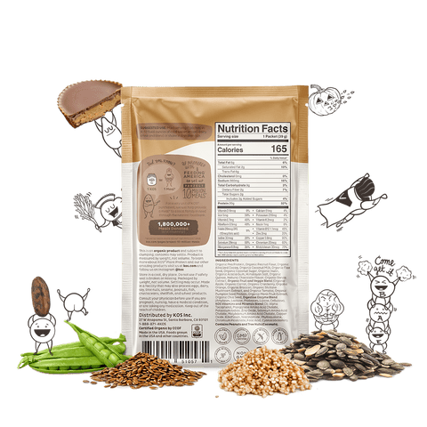 KOS Organic Plant Protein, Chocolate Peanut Butter, Single Serving