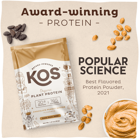 KOS Organic Plant Protein, Chocolate Peanut Butter, Single Serving