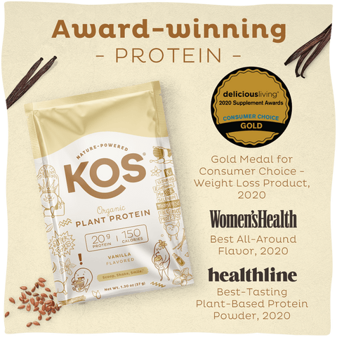 KOS Organic Plant Protein, Vanilla, Single Serving