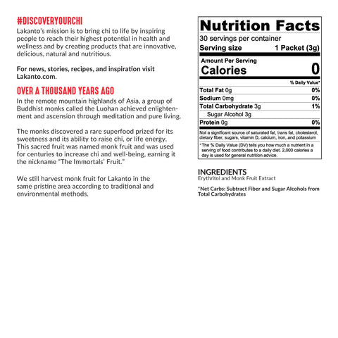 Golden Monkfruit and Erythritol 2:1 Sweetener Packets - Raw Cane Sugar Replacement