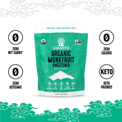 Organic Classic Monkfruit and Erythritol Sweetener - White Sugar Replacement
