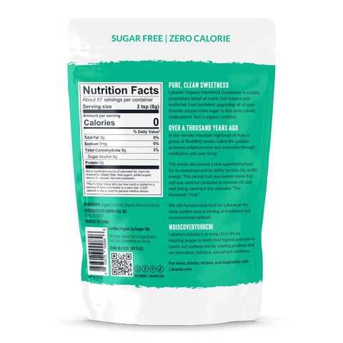 Organic Classic Monkfruit and Erythritol Sweetener - White Sugar Replacement
