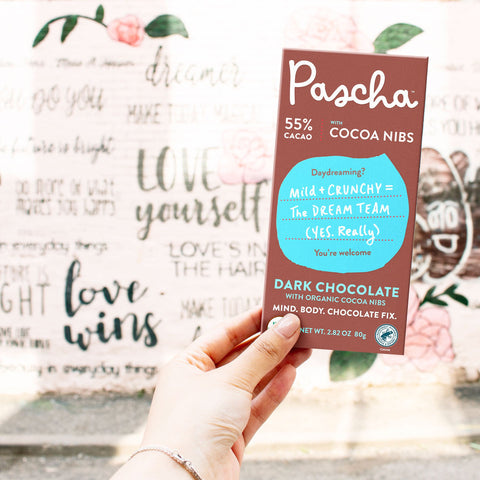 55% Cacao Organic Vegan Dark Chocolate Bar with Cocoa Nibs (2.8 oz)