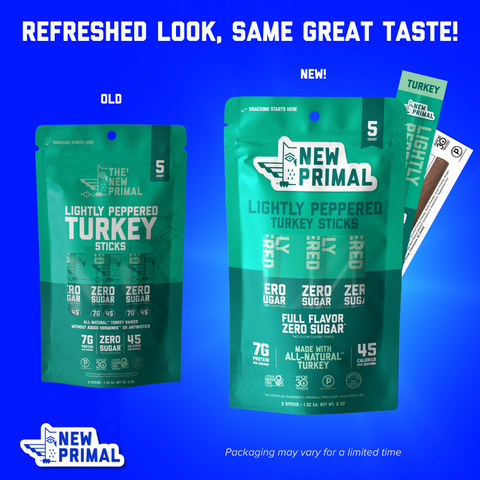 Lightly Peppered Turkey Meat Sticks, All-Natural Turkey, Zero Sugar (5 Sticks)