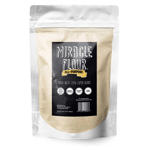 Miracle Flour Brand - 100% Sweet Lupin Flour, Non-GMO, Low Carb Flour, 1 lb.