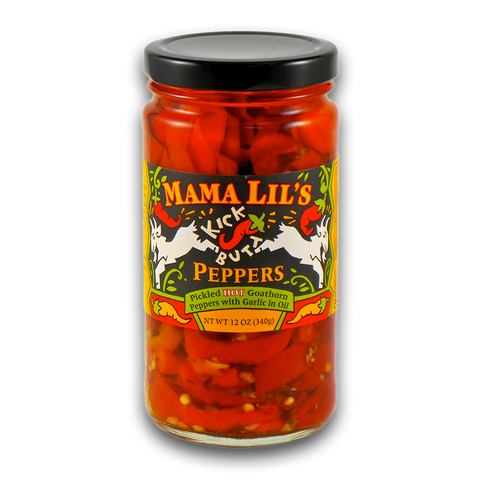 Mama Lil's Kick Butt Peppers in Oil (Spicy) - 12oz.