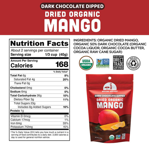 Organic Dried Mango Dipped in Dark Chocolate