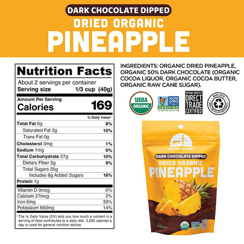 Organic Dried Pineapple Dipped in Dark Chocolate